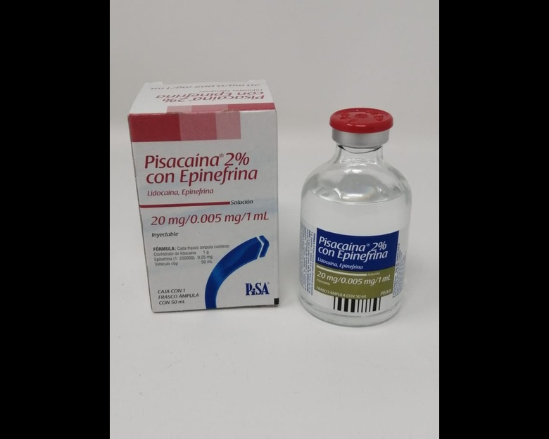 Pisacaina 2% Con Epinefrina (lidocaina 20mg+epinefrina 0.005mg / Ml, Frasco De 50ml) Pisa